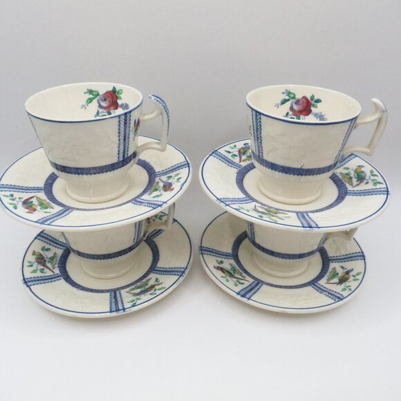 Copeland Late Spode June Demitasse Cup & Saucer Set of 4 Bone China England - Picture 1 of 16